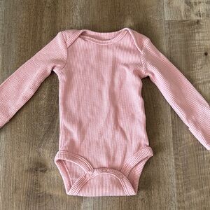 Carter's Pink Long-Sleeve Waffle Knit Baby One-Piece